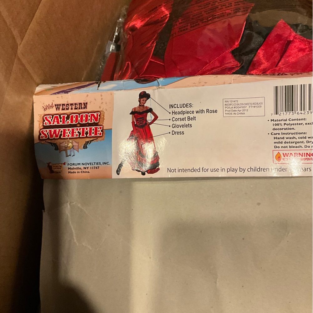 Saloon Sweetie Red Costume NEW OSFM HEAD PC NOT INCLUDED choker included - Picture 5 of 16